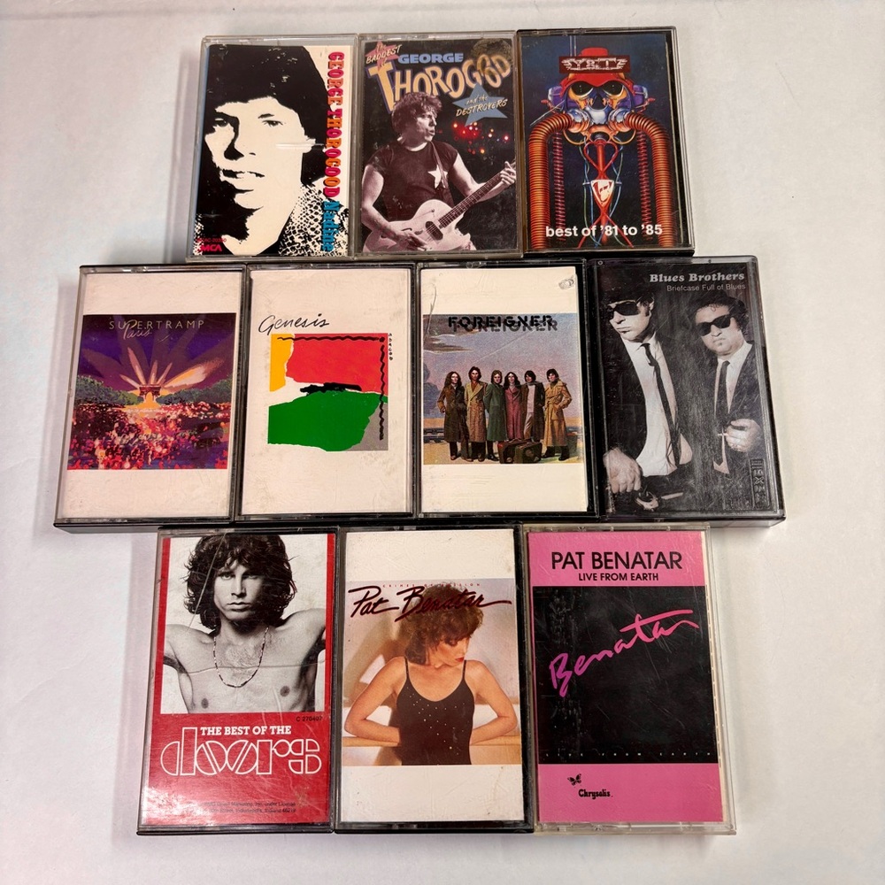 Classic Rock Cassette Lot 10 Doors Thorogood Pat Benatar Genesis Foreigner
